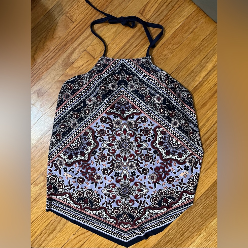 NWT Kona Sol Blue Paisley Halter Tankini Swimsuit Top Size XL